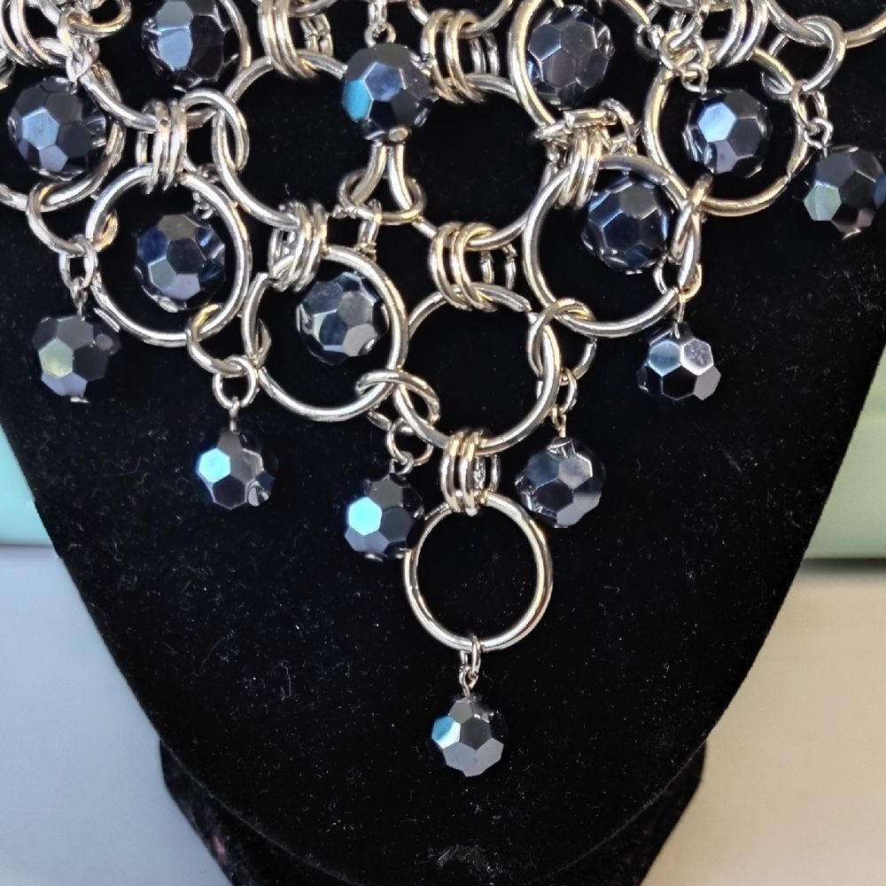 Cookie Lee Silver and Dark Blue Necklace - Picture 2 of 5
